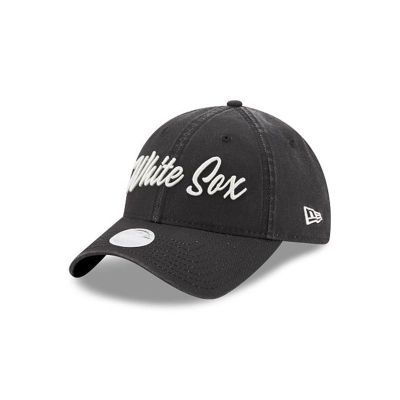 Black Chicago White Sox Hat - New Era MLB Team Script 9TWENTY Adjustable Caps USA4679082